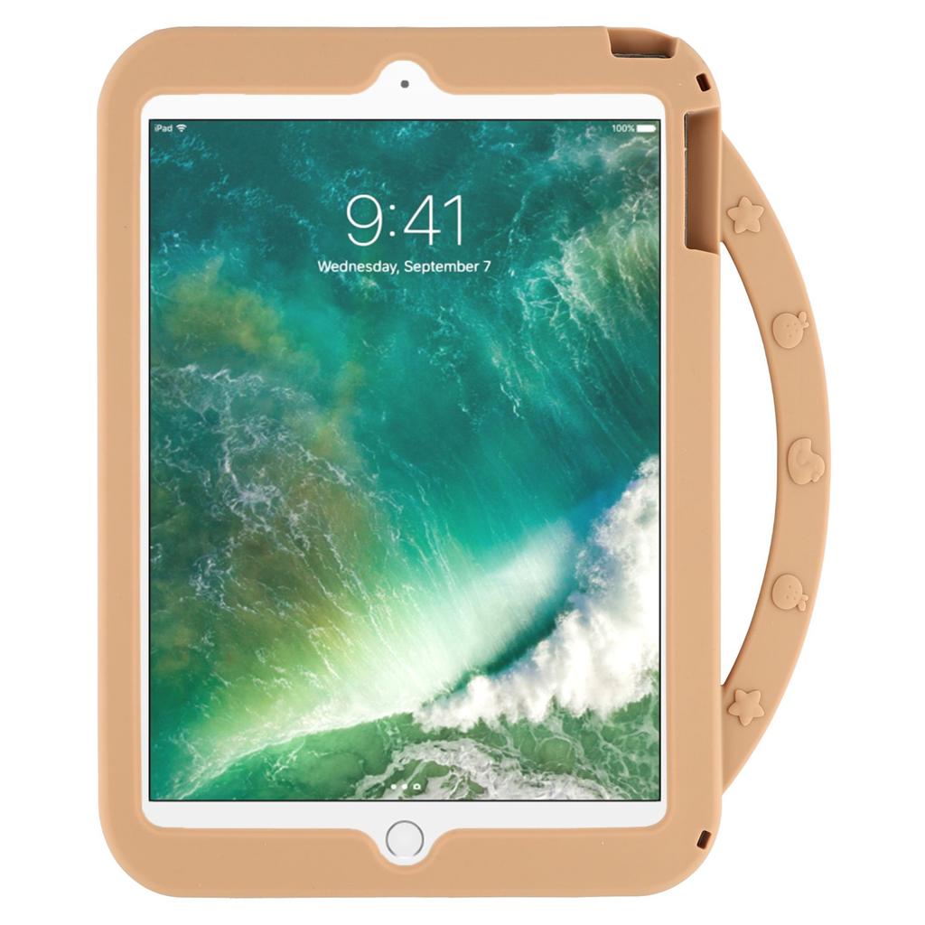 For iPad 9.7-inch (2018)/(2017) Silicone Case with Handle 360 Degree Rotating Kickstand Protective Cover Capybara Pattern