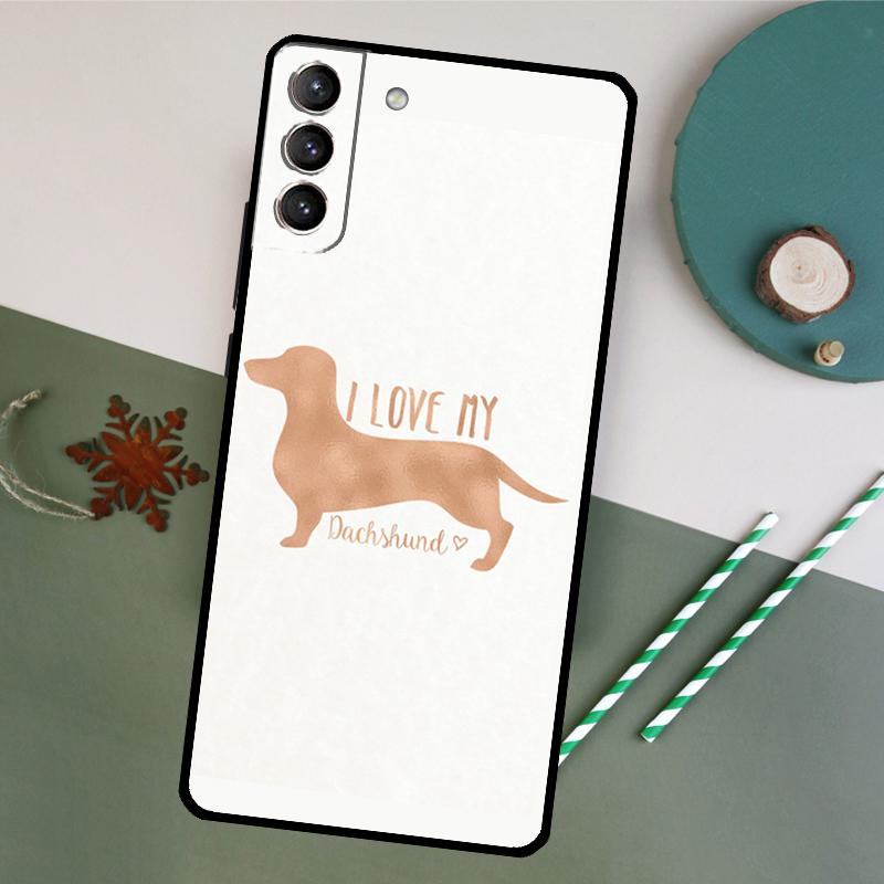 Cute Dachshund Dog Case For Samsung Galaxy S23 S22 S21 Ultra S20 FE S10 S9 Note 10 Plus Note 20 Ultra Cover