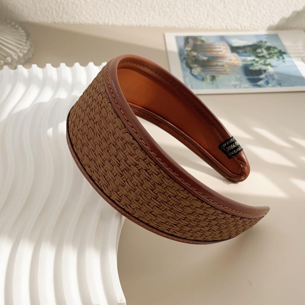 New  Retro PU Leather Hairbands Wide Turbans Non-slip Hoop Headband Elegant Hair Accessories Women Girls Fashion Items Gifts