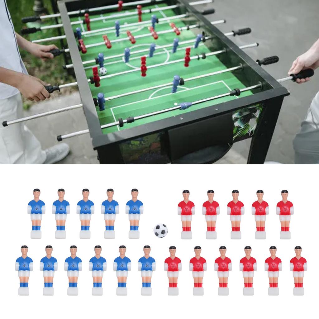 22pcs Table Football Players Replacement Red Blue Foosball Machine Accessories with 32mm Black White Ball for 4824 Table Football Machine