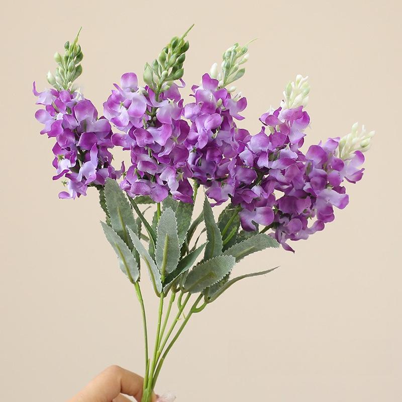 

6pcs Silk Fake Flowers Artificial 5-Head Hyacinths Bouquet Bedroom Decorative Blue Flower Simulated Hyacinth Garden Decoration темно-фиолетового