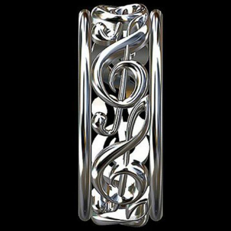 European and american hot S925Silver note ring  Fashionable Women's Holiday Hollow Ring