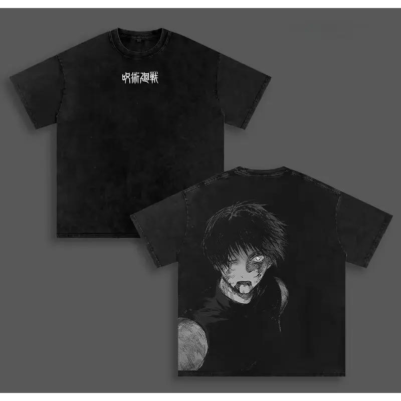 Zenin Maki Jujutsu Kaisen T-shirt Anime Y2k Washed Oversized Tee Shirt Men s Summer Short Sleeve Casual Cotton Soft Clothing Top S