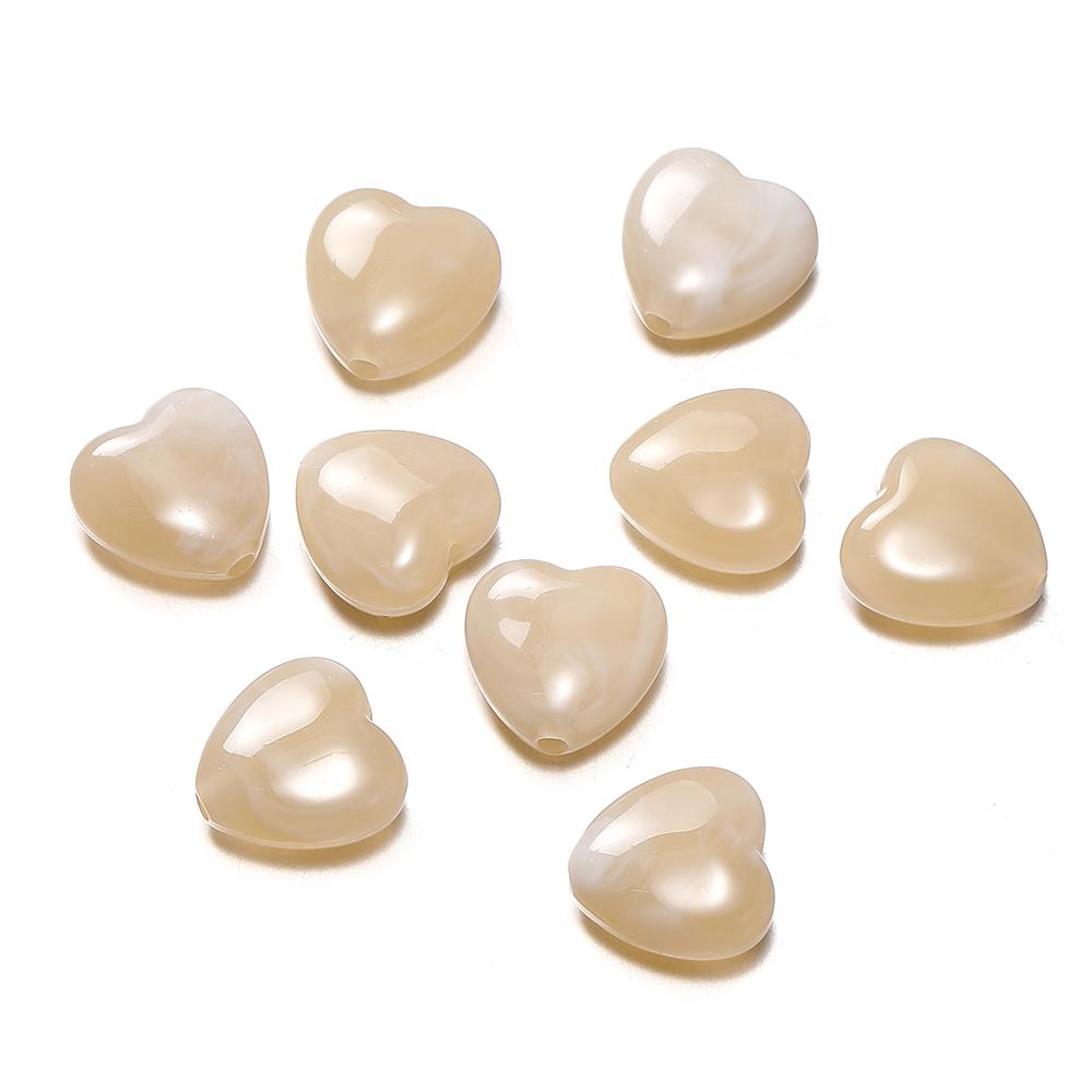 20pcs Acrylic Imitation Stone Heart Beads 14mm Love Spacer Loose Bead for DIY Necklace Bracelet Jewelry Making Supplies