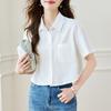 Full-cot Lapel Short-sleeved Shirt for Women's Summer New Loose and Versatile Design Top