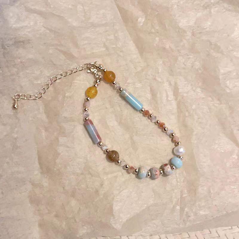 Vintage Imitation Natural Pearl Tourmaline Bead Necklace, Irregular Blue Collarbone Necklace, Women's Banquet Accessories
