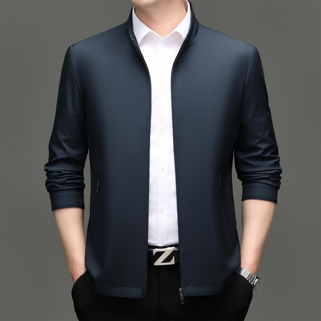 2026 Men's Stand Collar Business Jacket - High-End Spring & Autumn Outerwear, New Casual Style for Middle-Aged Men
