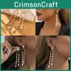 Trendy Faux Pearl Dangle Earrings With Gold Plated Asymmetric Tassel Design