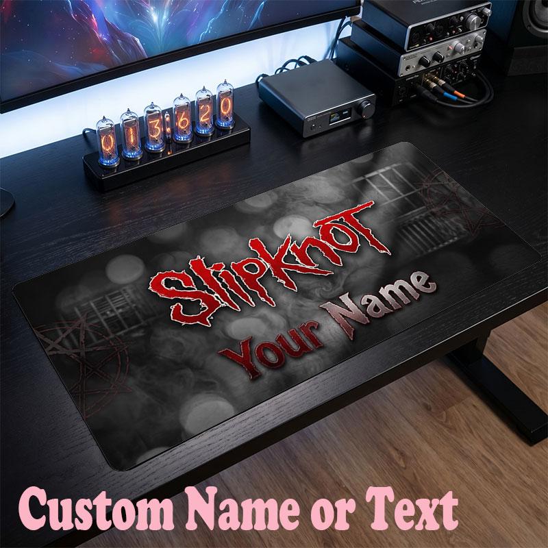 Tappetino per Mouse Slipknot con Nome Personalizzato, Tappetino Grande per Scrivania, Regalo Personalizzato per Ufficio Domestico