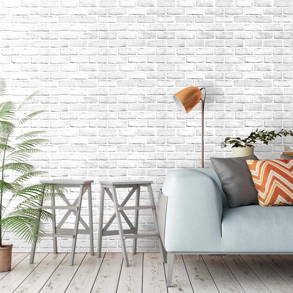 Peel And Stick Faux Brick Wall Cover White/Grey Self Adhesive Contact Paper Bathroom For Wall Home Decorative Wallpapers Sticker X