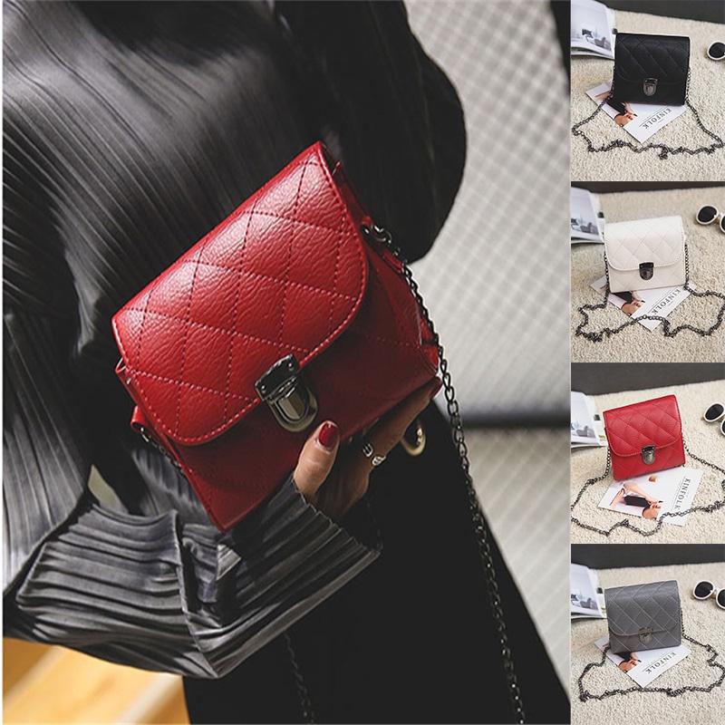 Elegant Pu Leather Female Hand Bags With Rivet Chain For Versatile Use