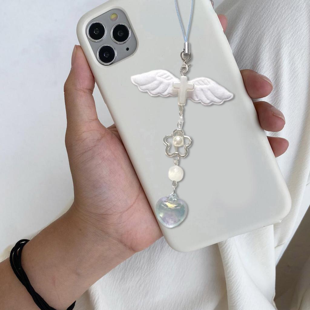 Cute Keychain Lanyard Phone Case String Fashion Phone Straps Eye Catching Heart Wing Keychain Suitable for Phone Cases