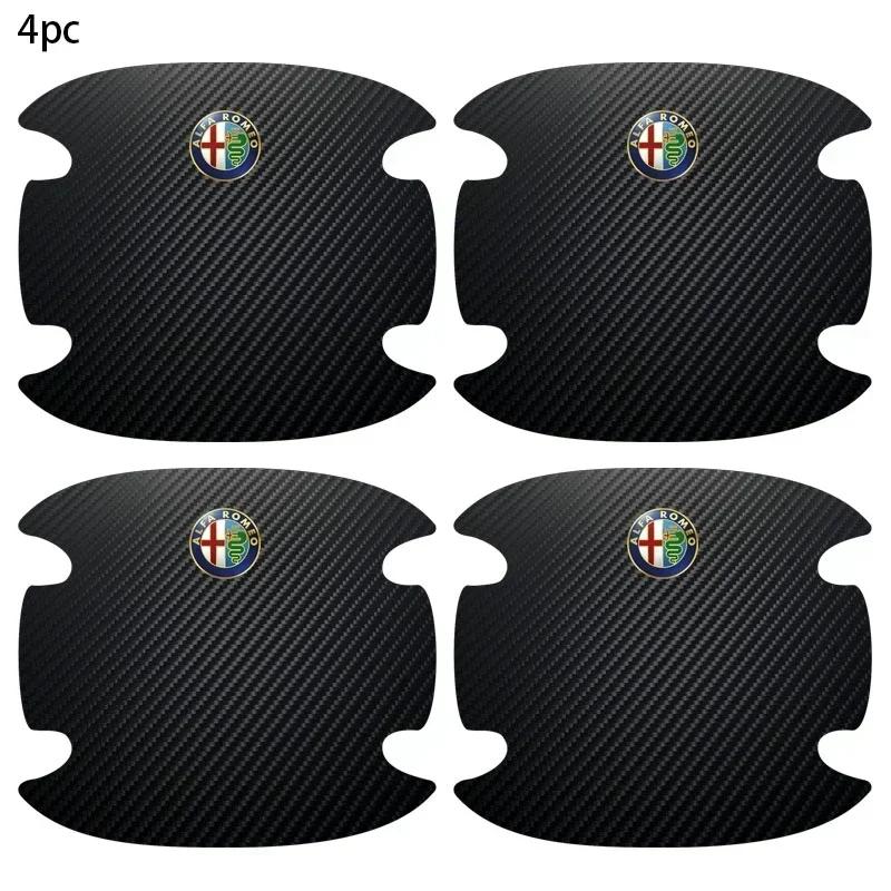 4PCS Car Door Handle Bowl Scratch Protector Carbon Fiber Stickers For Alfa Romeo 159 Giulietta Giulia 147 Mito 156 166 Stelvio