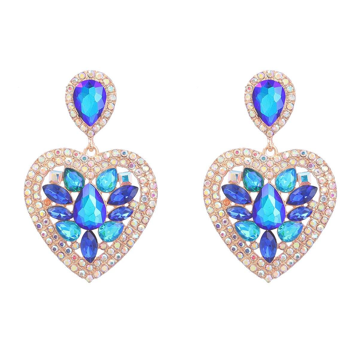 

Pinkdudu модные синие серьги-капли со стразами Love, романтические роскошные 4 цвета, геометрические серьги для женщин, ювелирные изделия PD1506