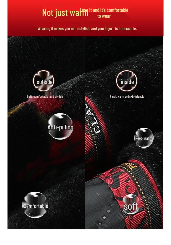 Winter Velvet Jacket with Fur Collar for Seniors - Thick, Loose Faux Mink Cotton-Padded Coat for Moms and Grandmothers
