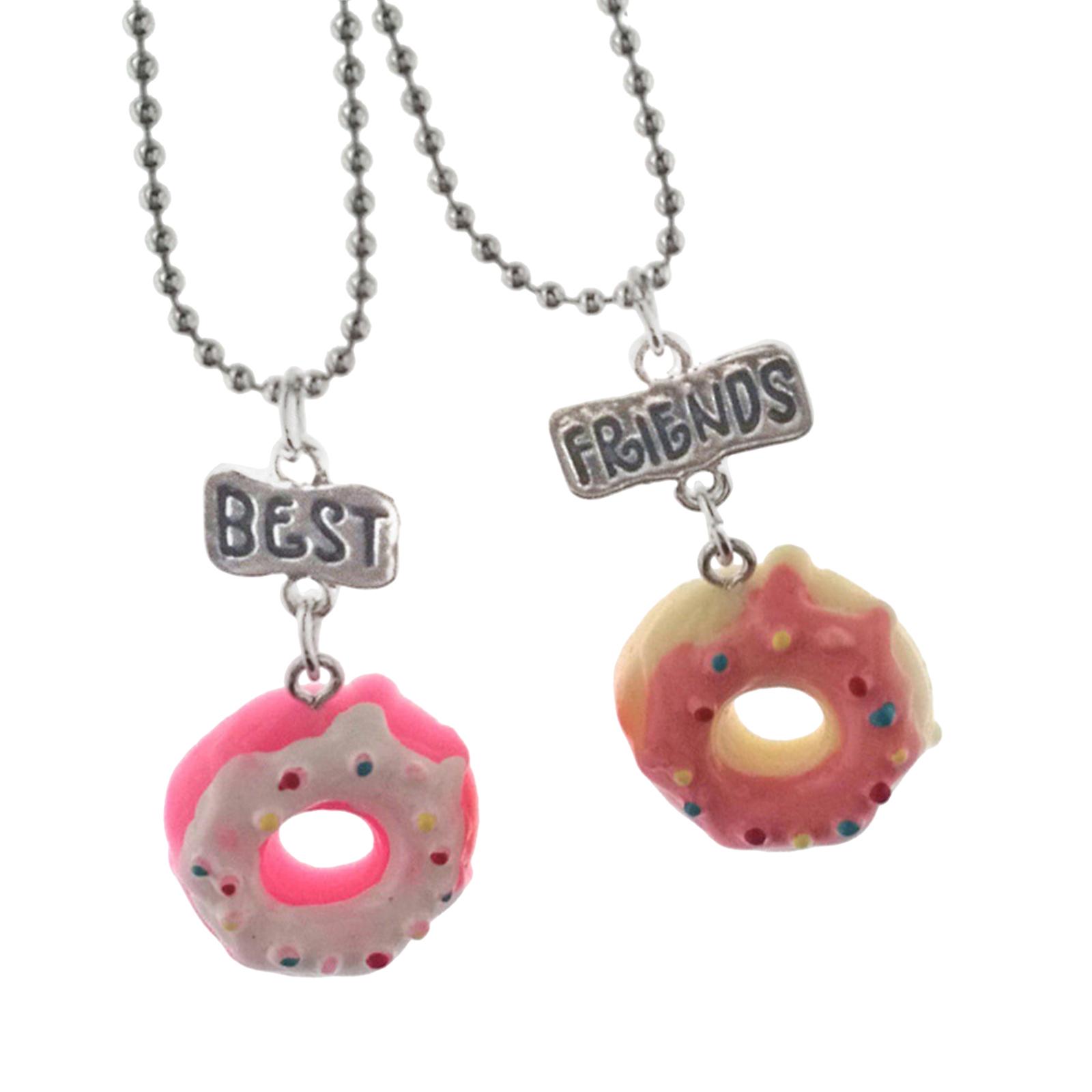 

Набор из 2 подвесок-ожерелий «Дружба торт и пончик», символизирующих сладкую связь, идеально подходящий для молодых женщин и студенток