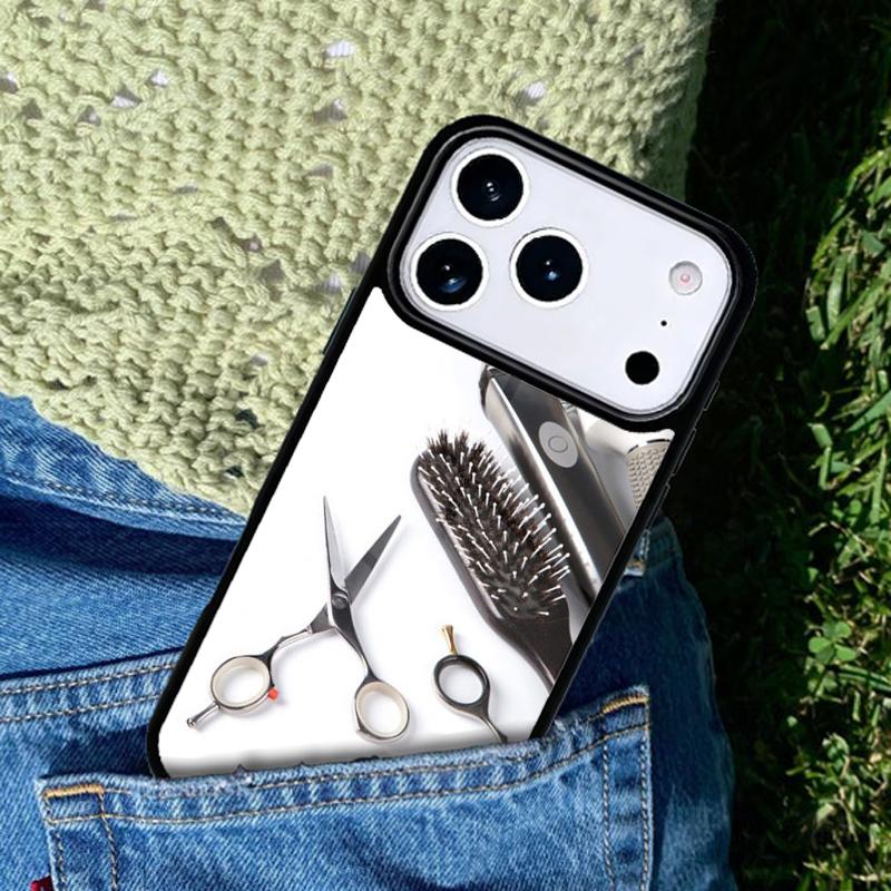 Hair Stylist Scissors Brush Switch Phone Case Cover Compatible with for IPhone 17air 16e 15 14 13 12 11Pro Max 17 Air