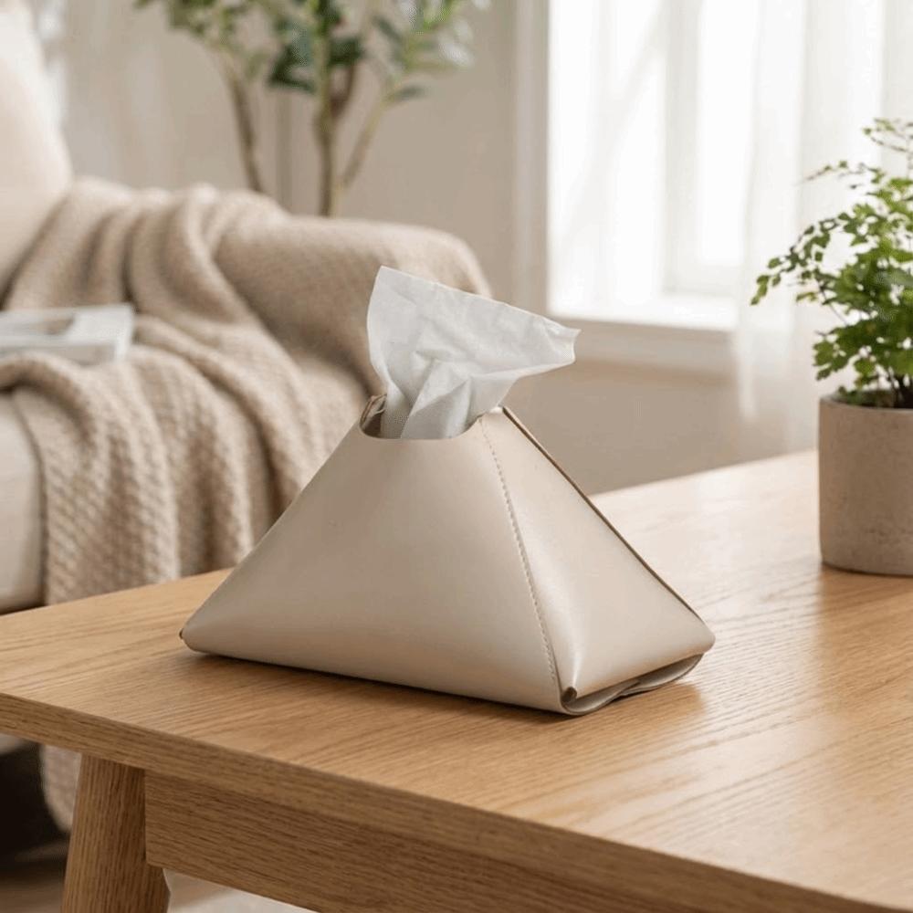 Waterproof PU Tissue Box Triangular Pyramid Tissue Organizer Minimalist Car Tissue Box  Office Use