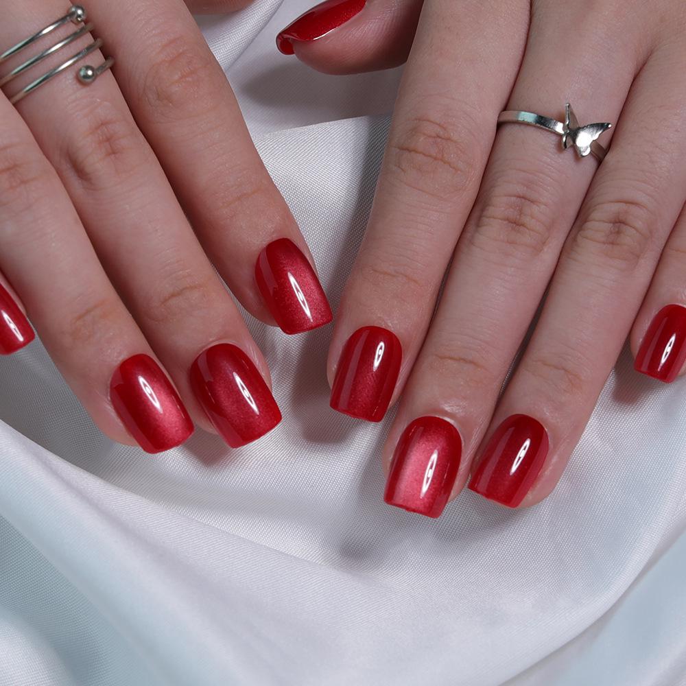 31 Colors Advanced Flash Cat Eye Short Square Press-On Nails - 30PCS Box