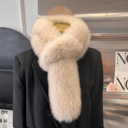 Long Real Fox Hair Scarf, Simple and Warm in Autumn and Winter, Thickened Double-sided Plush Neck Protector, Fur Scarf, Fur Collar, Children
