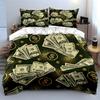 Money Pattern Design Three-Piece Set  Kid'S And Adults' Bedroom Decor, Exquisite Three-Piece Bedding Set Gift