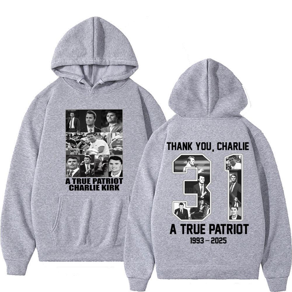 Für dich beten Charlie Hoodie Ein echter Patriot Charlie Kirk Bedrucktes Sweatshirt Herbst und Winter Herren- und Damenmode Pullover