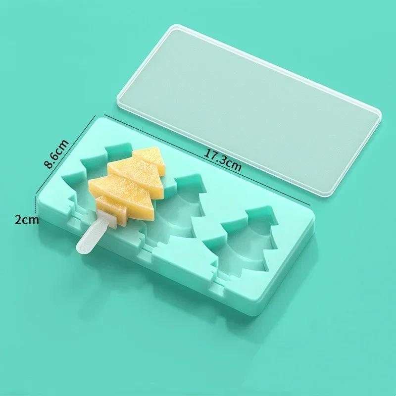 Reusable Homemade Ice Cream Mold Cute Snowman Pine Shapes Colorful Handmade Popsicle Mould Cartoon Cheese Stick Kitchen Tool
