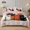 3pcs Cartoon Cute Cat Printed Coreless Down Duvet Cover Set, Multi Size Bedroom Bedding Decoration, Machine Washable