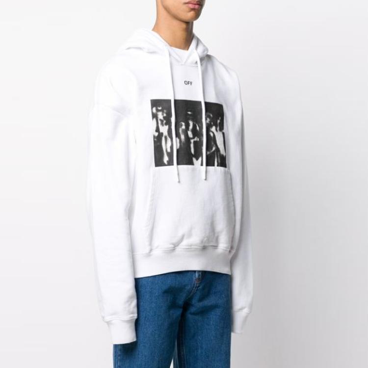 Off-White Spray Paint Arrow Print Hoodie Men Tops White OMBB037R20E300150110