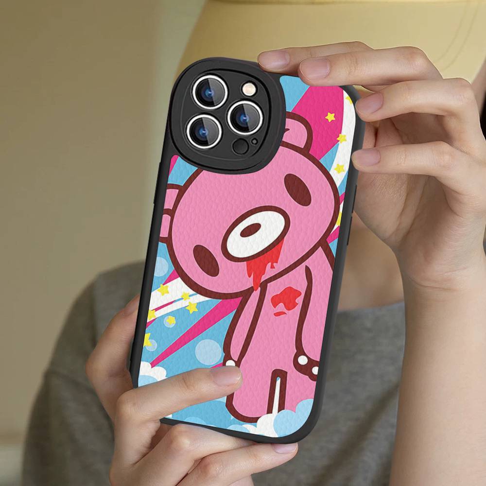 Cute G-Gloomy B-Bear Phone Case For IPhone 16 15 14 13 12 11 Pro Max Plus Leather Soft Cover