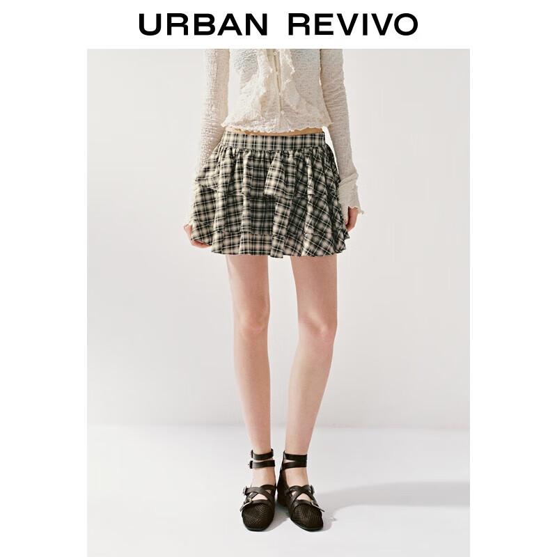 UR Women s Retro Plaid High-Waist A-Line Mini Skirt M