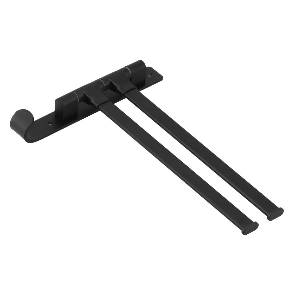 Aluminum Alloy Towel Bar 2 Arms Rotating Towel Rack Space Saving Swivel Towel Rack Household Use