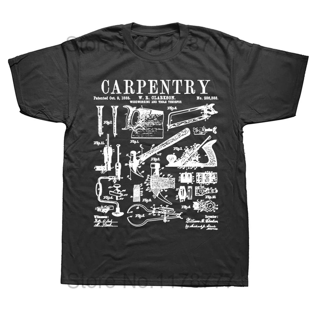 Carpentry Carpenter Tools Handyman Vintage Patent T Shirts Summer Graphic Cotton Streetwear Birthday Gifts T-shirt Clothing