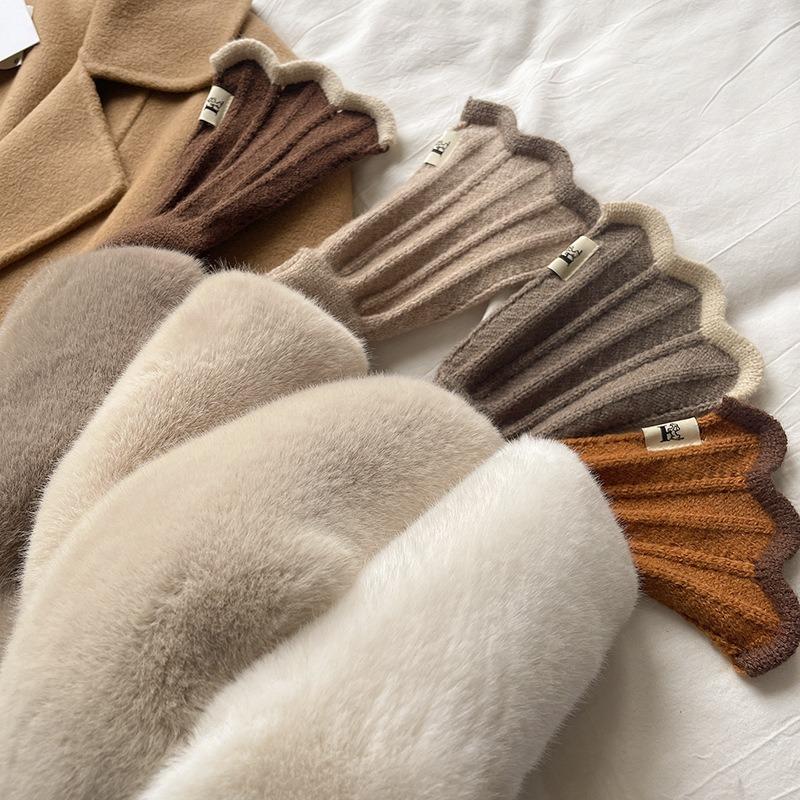 Soft waxy imitation rabbit hair knitted wool scarf female winter tide mermaid versatile student scarf