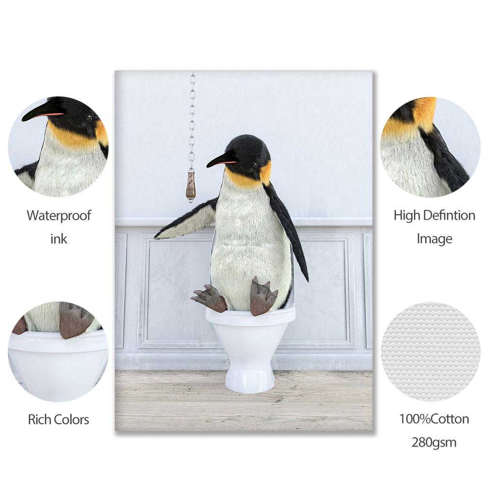 Tier Retro Bad Toilette Wand Kunst Leinwand Malerei Lustige Panda Dinosaurier Flamingo Badewanne Poster Druck Kinderzimmer Wohnkultur