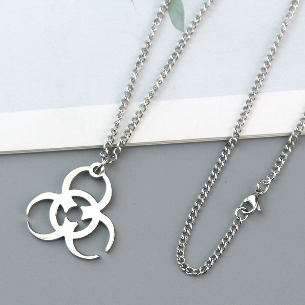 Biochemisches Krisensymbol Edelstahl Halskette Anhänger Farbige Halskette für Damen Herren Punk Schmuck Geschenk