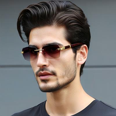 Luxury Designer Rimless Sunglasses for Men Women Vintage Trendy Outdoor Party Casual Shades Glasses Fashion Brand