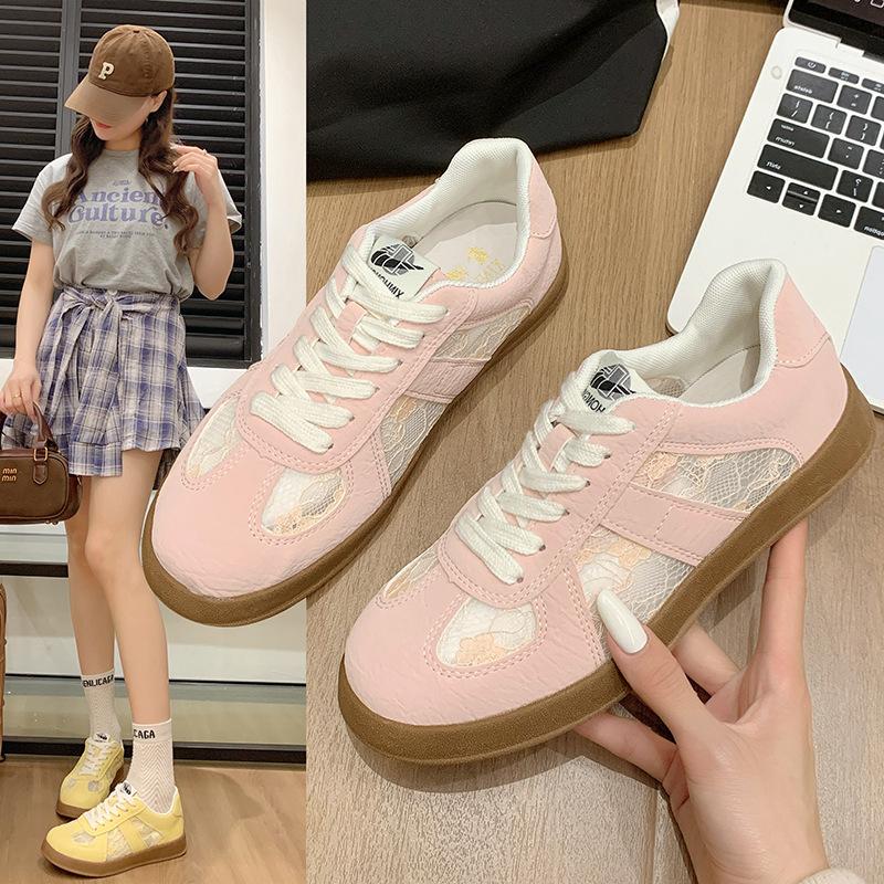 

Faux leather lace women s 2025 summer new thick-soled muffin color matching lace-up casual sports board shoes 35 бежевый