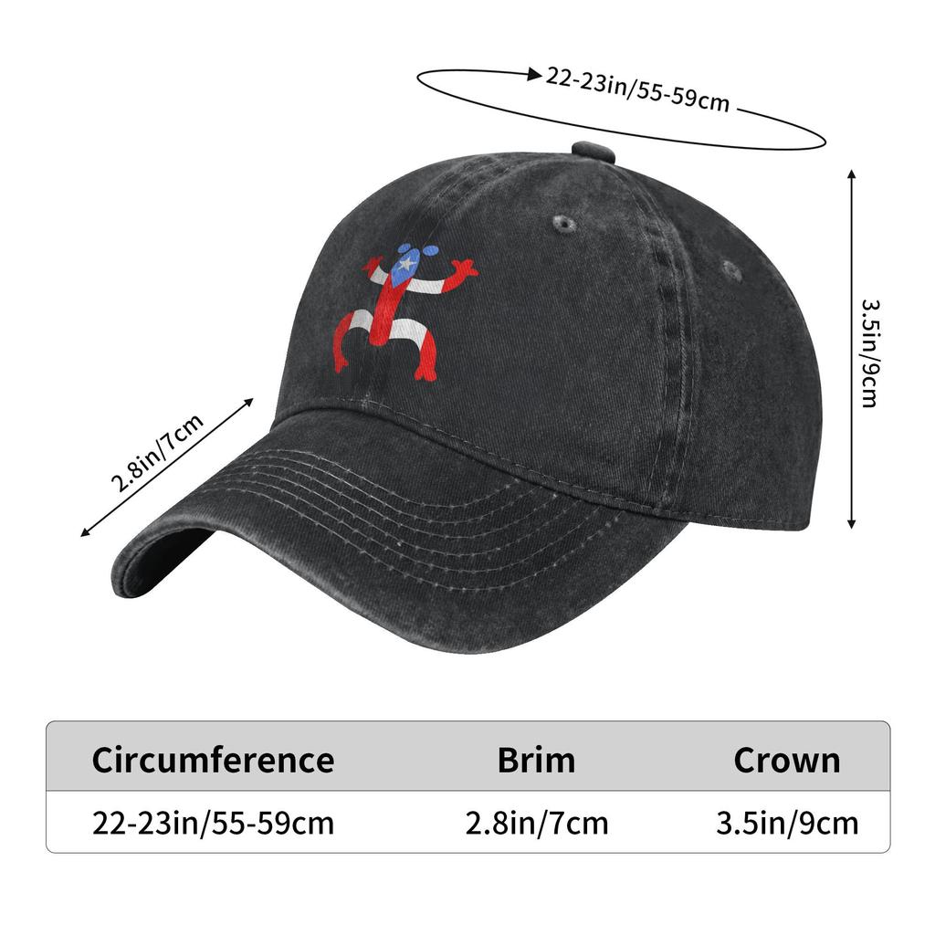 Coqui Taino Puerto Rican Flag Boricua Baseball Caps Vintage Denim Unisex Outdoor Running Golf Soft Hats Cap