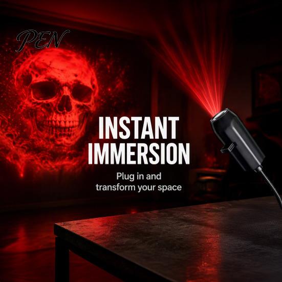 Adjustable Angle Projector Christmas Halloween Projector, 3/6/10 Festive Scenes, 5D Holographic Night Light Family Party Decoration Flexible Gooseneck