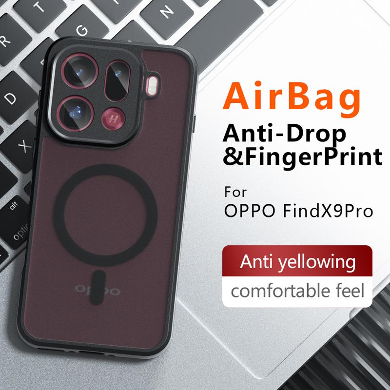 For OPPO Find X9 Pro X9 Case Shockproof Magnetic Matte PC+TPU Anti-fingerprint Translucent Cover for Find X 9