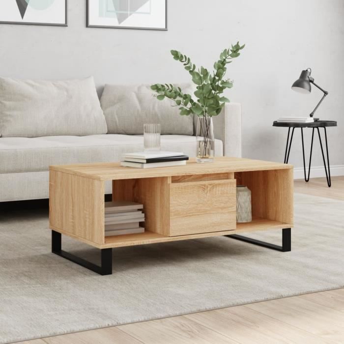 VidaXL Coffee Table Sonoma Oak 90x50x36.5 Cm Engineered Wood 830599