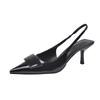 Fashion French Temperament High-heeled Sandals Women's Summer New Pointed Toe Shallow Mouth One-band Non-slip Stiletto Shoes