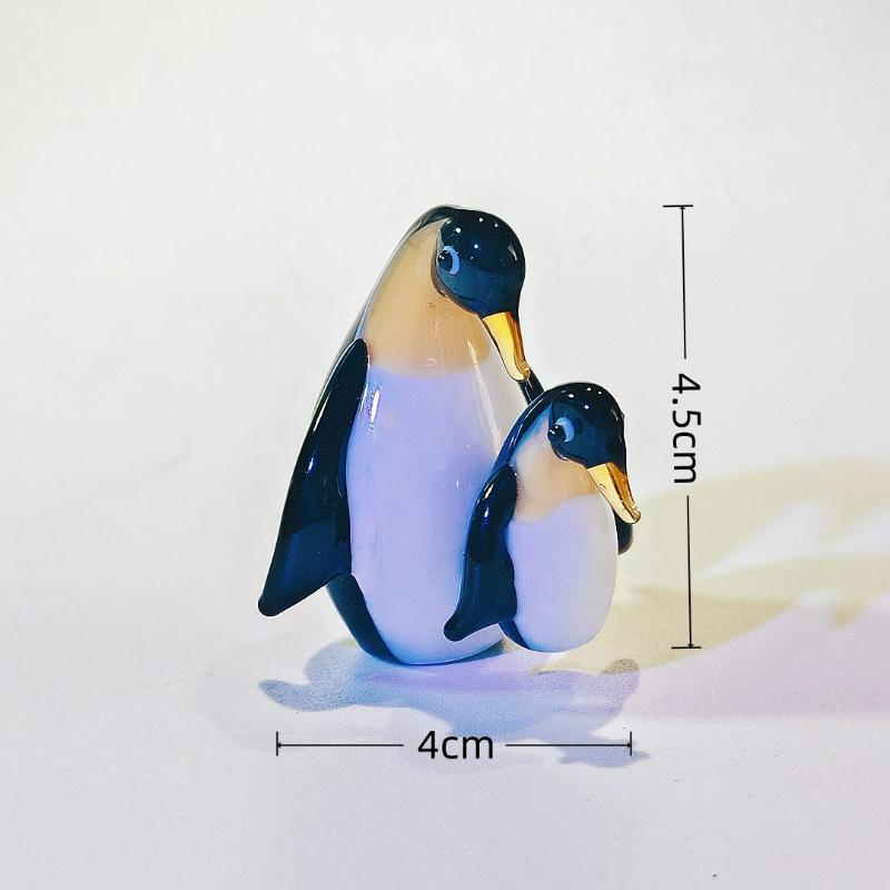 Mini Glass Penguin Figurine Cute Animal Household Tabletop Christmas Ornament Living Room Car Gifts Decoration Supplies New