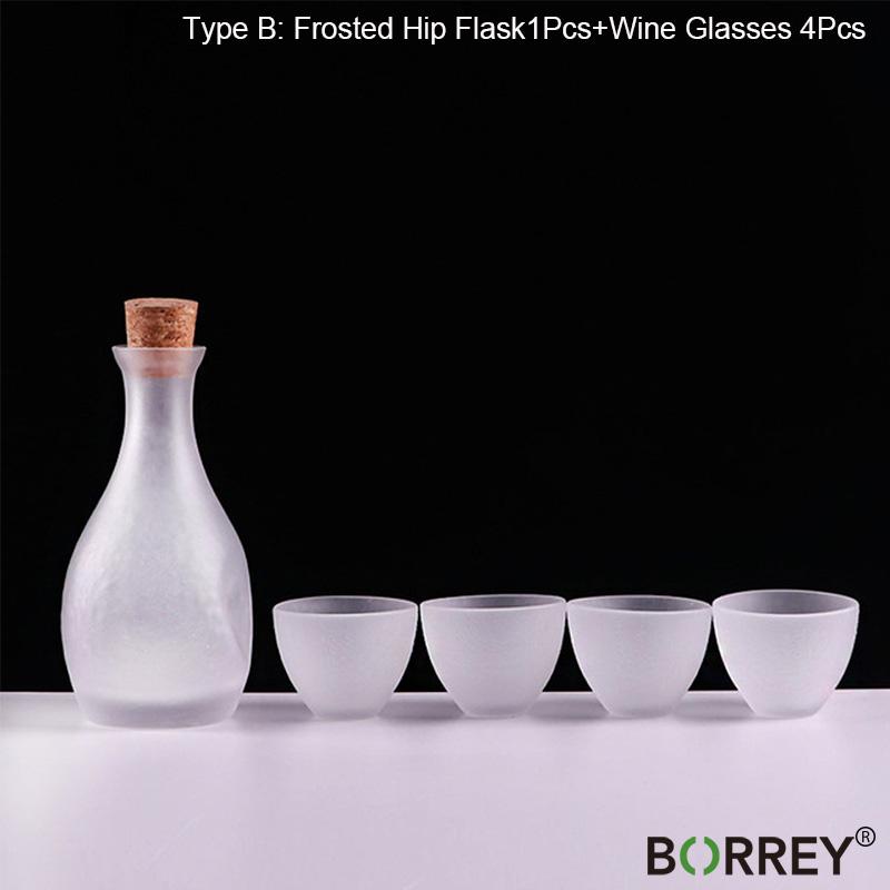 BORREY Japanese Sake Set Glass Tracing Gold Wine Flasks Wine Glass Decanter Wine Set Ice Jug Flagon Liquor Spirits Shochu Cups