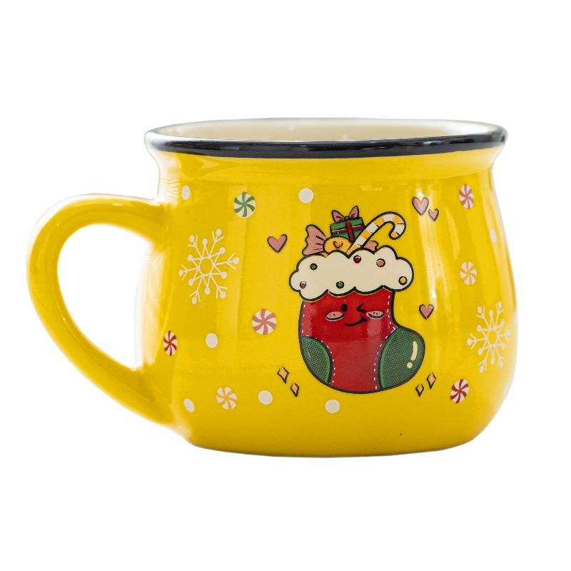 Ceramic Christmas Mug Cartoon Snowman Christmas Tree Mousse Cup Coffee Cup Home Baking Dessert Breakfast Milk Mug for Xmas Gift