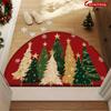 1Pcs Colorful Xmas Tree Semi Circle Welcome Doormat Non-Slip for Outdoor Patio Porch Kitchen Bathroom Entryway Floor Mat