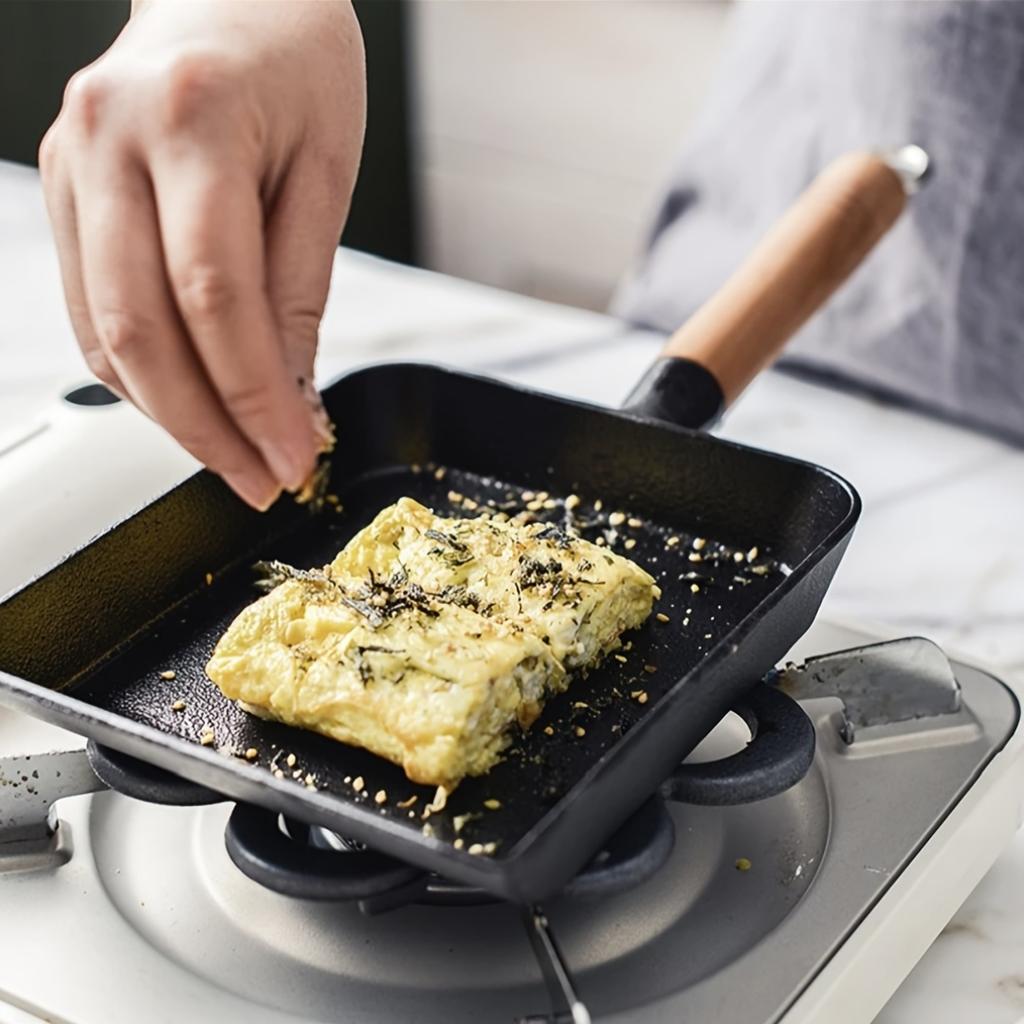 2pcs Non Stick Square Cast Iron Skillets Thick, Heat Distributed, Durable Japanese Style Egg Pancake Pans for Perfect Omelets and Crepes