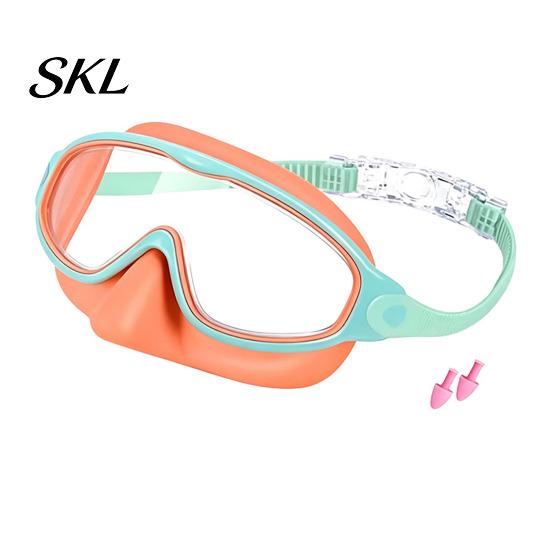 Panoramic Swim Goggles Clip-On with Case, 180 Degrees Wide View Anti-UV Case Pool Goggles, No Leakage Anti-Fog Swimming Eyewear for Children
