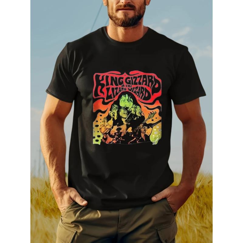King Gizzard And The Lizard Wizard T-Shirt Psychedelic Australian Music Graphic Tee Casual Fun Shirt White S